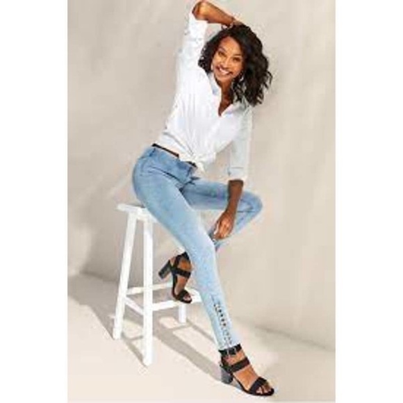 Soft Surroundings ultimate snap up pull on legging denim jeans Medium Petite - Picture 1 of 13